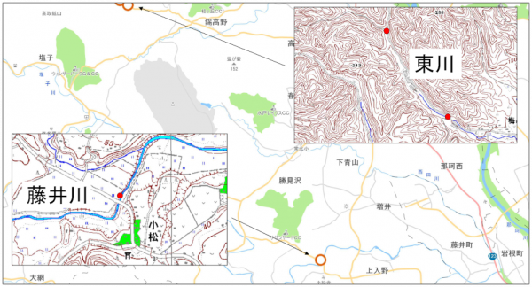 『藤井川・東川水質調査地図』の画像